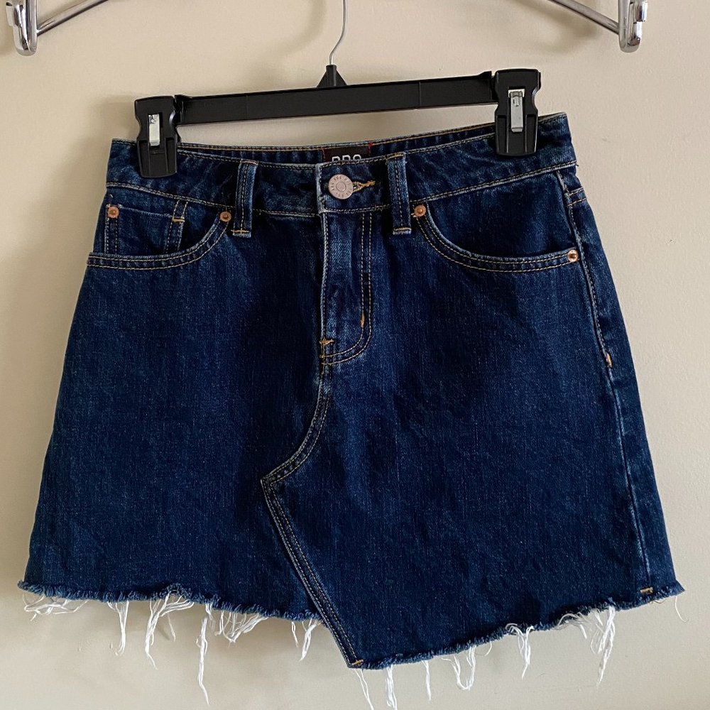 Asymmetrical Hem Denim Miniskirt